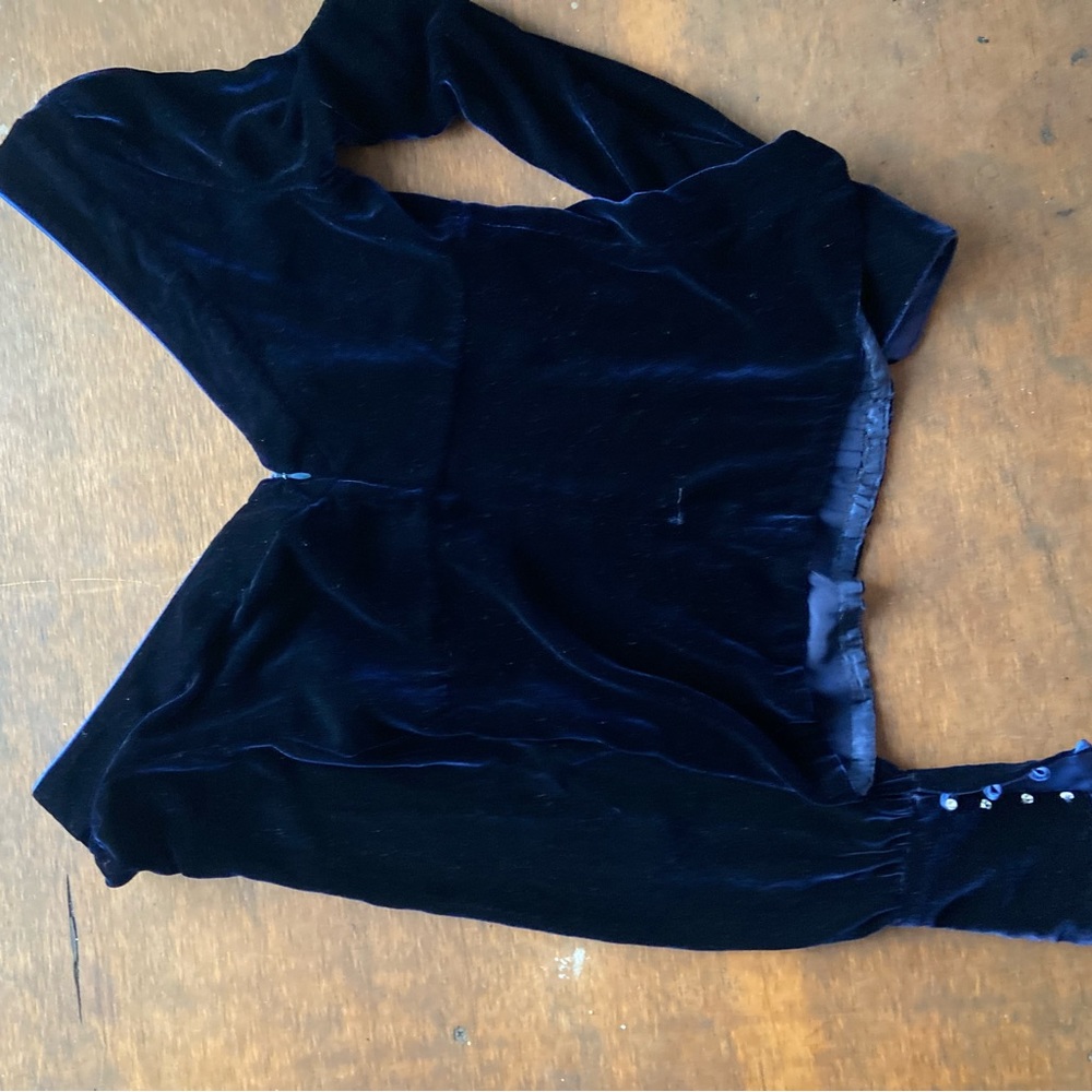 Alice + Olivia Velvet Blouse in Deep Blue - Picture 2 of 3